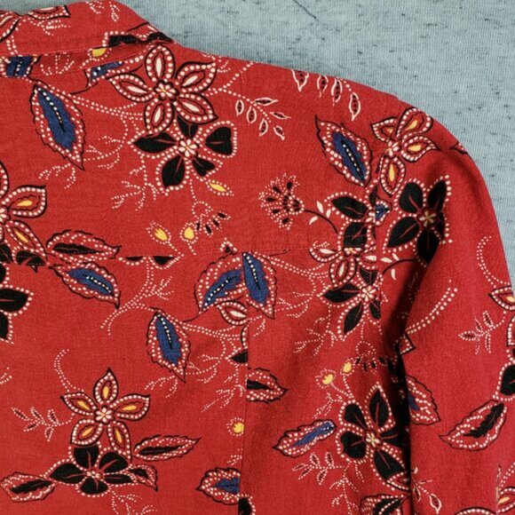 Vintage Coldwater Creek Linen Blend Shirt Jacket Floral Print size LP Shacket - Picture 10 of 10